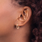 Lade das Bild in den Galerie-Viewer, 10k Rose Gold 14mm x 2mm Diamond Cut Round Hoop Earrings
