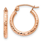 Afbeelding in Gallery-weergave laden, 10k Rose Gold 14mm x 2mm Diamond Cut Round Hoop Earrings
