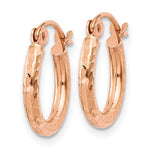 Charger l&#39;image dans la galerie, 10k Rose Gold 13mm x 2mm Diamond Cut Round Hoop Earrings
