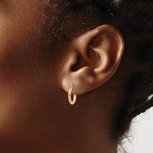 10k Rose Gold 13mm x 2mm Diamond Cut Round Hoop Earrings