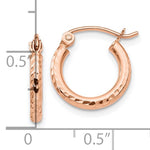 Charger l&#39;image dans la galerie, 10k Rose Gold 13mm x 2mm Diamond Cut Round Hoop Earrings

