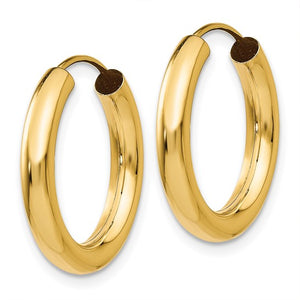 10K Yellow Gold 20mm x 2.75mm Round Endless Hoop Earrings
