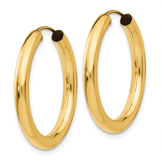 10K Yellow Gold 25mm x 2.75mm Round Endless Hoop Earrings