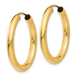 10K Yellow Gold 25mm x 2.75mm Round Endless Hoop Earrings