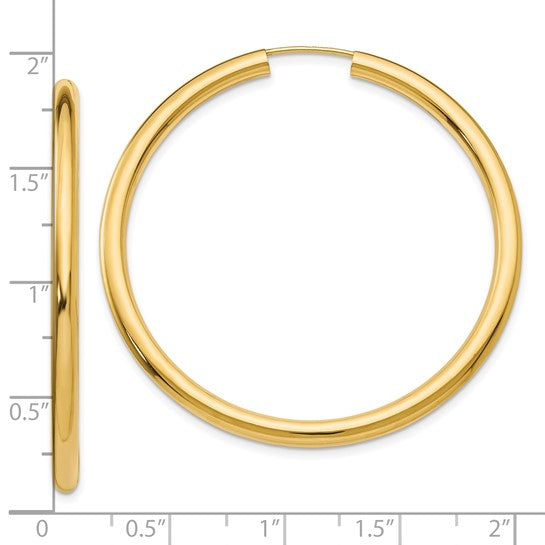 10K Yellow Gold 46mm x 2.75mm Round Endless Hoop Earrings