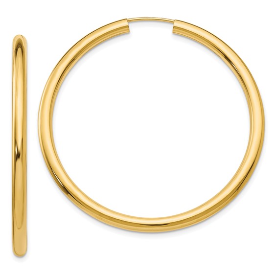 10K Yellow Gold 46mm x 2.75mm Round Endless Hoop Earrings