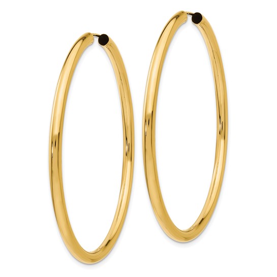 10K Yellow Gold 55mm x 2.75mm Round Endless Hoop Earrings