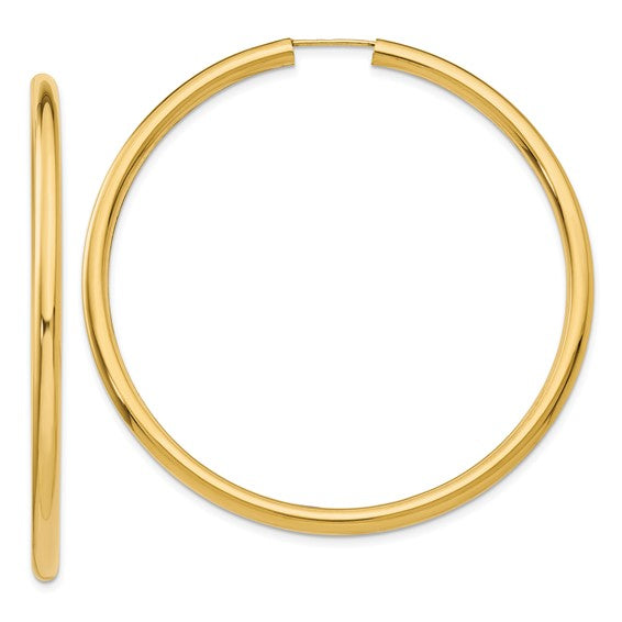 10K Yellow Gold 55mm x 2.75mm Round Endless Hoop Earrings