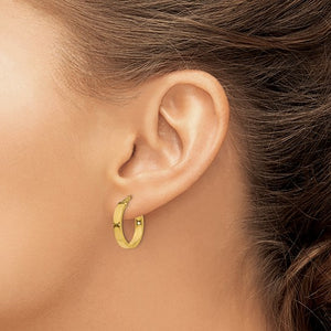 10K Yellow Gold 18mm x 3mm Diamond Cut Edge Round Hoop Earrings