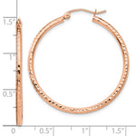 Load image into Gallery viewer, 10k Rose Gold 35mm x 2mm Diamond Cut Round Hoop Earrings
