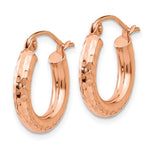 Load image into Gallery viewer, 10k Rose Gold 15mm x 3mm Diamond Cut Round Hoop Earrings
