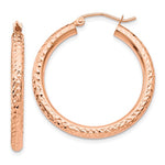 Load image into Gallery viewer, 10k Rose Gold 30mm x 3mm Diamond Cut Round Hoop Earrings
