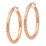 Load image into Gallery viewer, 10k Rose Gold 35mm x 3mm Diamond Cut Round Hoop Earrings
