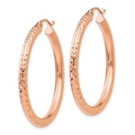 Lataa kuva Galleria-katseluun, 10k Rose Gold 35mm x 3mm Diamond Cut Round Hoop Earrings
