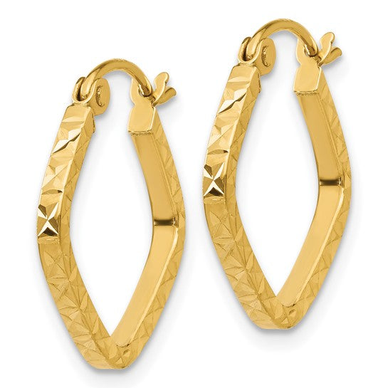 10K Yellow Gold Square Diamond Cut Small Hoop Earrings
