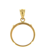 Load image into Gallery viewer, 14K Yellow Gold Coin Holder for 15.6mm x 0.86mm  Coins or Mexican 2.50 or 2 1/2 Peso or US $1.00 Dollar Type 3 Tab Back Frame Pendant Charm
