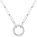Load image into Gallery viewer, 14K Yellow Rose White Gold 2.1mm Elongated Paper Clip Link Chain with Circle Round Hinged Lock Bail Clasp Pendant Charm Connector Choker Necklace
