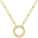 Load image into Gallery viewer, 14K Yellow Rose White Gold 2.1mm Elongated Paper Clip Link Chain with Circle Round Hinged Lock Bail Clasp Pendant Charm Connector Choker Necklace
