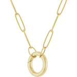 Lataa kuva Galleria-katseluun, 14K Yellow Rose White Gold 2.1mm Elongated Paper Clip Link Chain with Circle Round Hinged Lock Bail Clasp Pendant Charm Connector Choker Necklace
