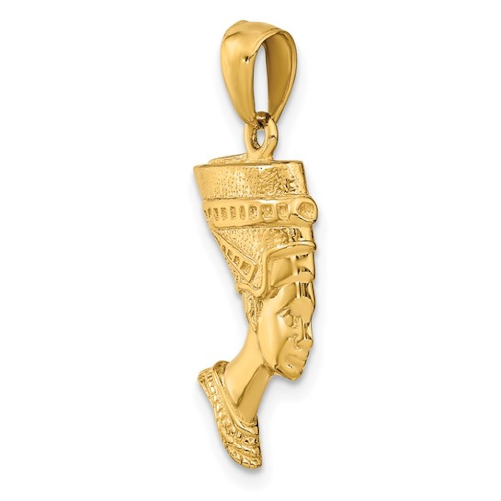 14k yellow gold egyptian nefertiti 3d pendant charm