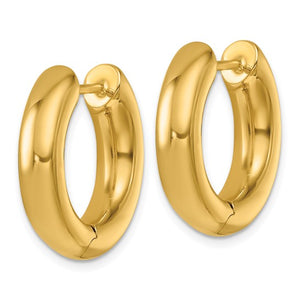 14k Yellow Gold Hinged Oval Hoop Huggie Earrings