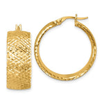 Kép betöltése a galériamegjelenítőbe: 14k Yellow Gold Large Diamond Cut Round Hoop Earrings
