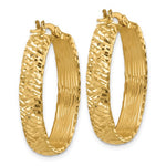 Ladda upp bild till gallerivisning, 14k Yellow Gold Diamond Cut Oval Hoop Earrings
