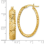 Lataa kuva Galleria-katseluun, 14k Yellow Gold Diamond Cut Oval Hoop Earrings
