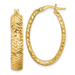 Φόρτωση εικόνας στο εργαλείο προβολής Συλλογής, 14k Yellow Gold Diamond Cut Oval Hoop Earrings
