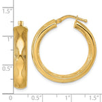 Load image into Gallery viewer, 14k Yellow Gold 27mm x 5.5mm Wavy Textured Round Hoop Earrings
