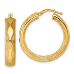 Загрузить изображение в средство просмотра галереи, 14k Yellow Gold 27mm x 5.5mm Wavy Textured Round Hoop Earrings
