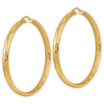 Kép betöltése a galériamegjelenítőbe: 14k Yellow Gold 65mm x 5.5mm Wavy Textured Round Hoop Earrings
