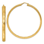 Load image into Gallery viewer, 14k Yellow Gold 65mm x 5.5mm Wavy Textured Round Hoop Earrings
