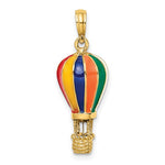 Load image into Gallery viewer, Gold pendant shaped like a colorful hot air balloon on a white background
