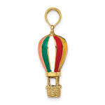 Load image into Gallery viewer, Gold hot air balloon pendant with red, green, and gold colors on a white background
