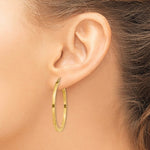 Lataa kuva Galleria-katseluun, 14K Yellow Gold Square Tube Round Hoop Earrings 35mm x 2mm
