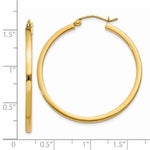 Lataa kuva Galleria-katseluun, 14K Yellow Gold Square Tube Round Hoop Earrings 35mm x 2mm
