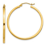 Lataa kuva Galleria-katseluun, 14K Yellow Gold Square Tube Round Hoop Earrings 35mm x 2mm
