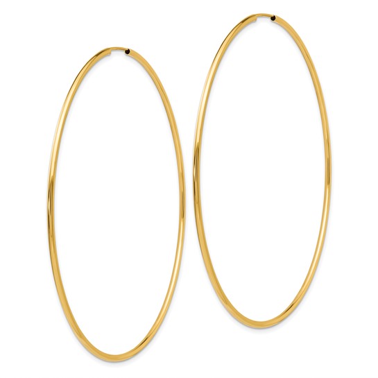 10K Yellow Gold Extra Large 68mm x 2mm Endless Hoop Earrings