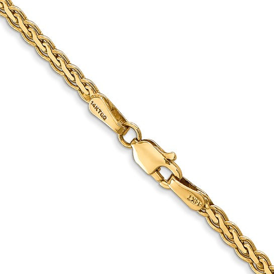 14K Yellow Gold 2.4mm Flat Wheat Spiga Bracelet Anklet Choker Necklace Pendant Chain