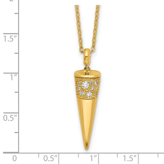 18k Yellow Gold Diamond Cone Pendant Necklace