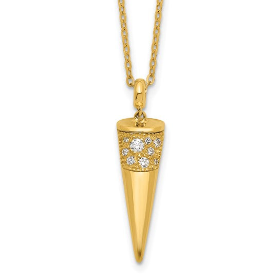 18k Yellow Gold Diamond Cone Pendant Necklace