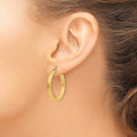 Charger l&#39;image dans la galerie, 10k Yellow Gold 31mm x 3mm Classic Square Tube Round Hoop Earrings
