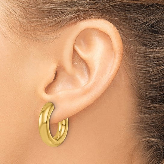 14k Yellow Gold Hinged Oval Hoop Huggie Earrings