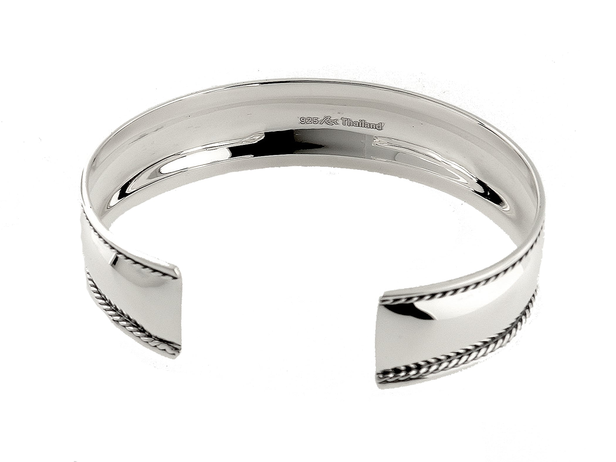 925 Sterling Silver Antique Style Cuff Bangle Bracelet