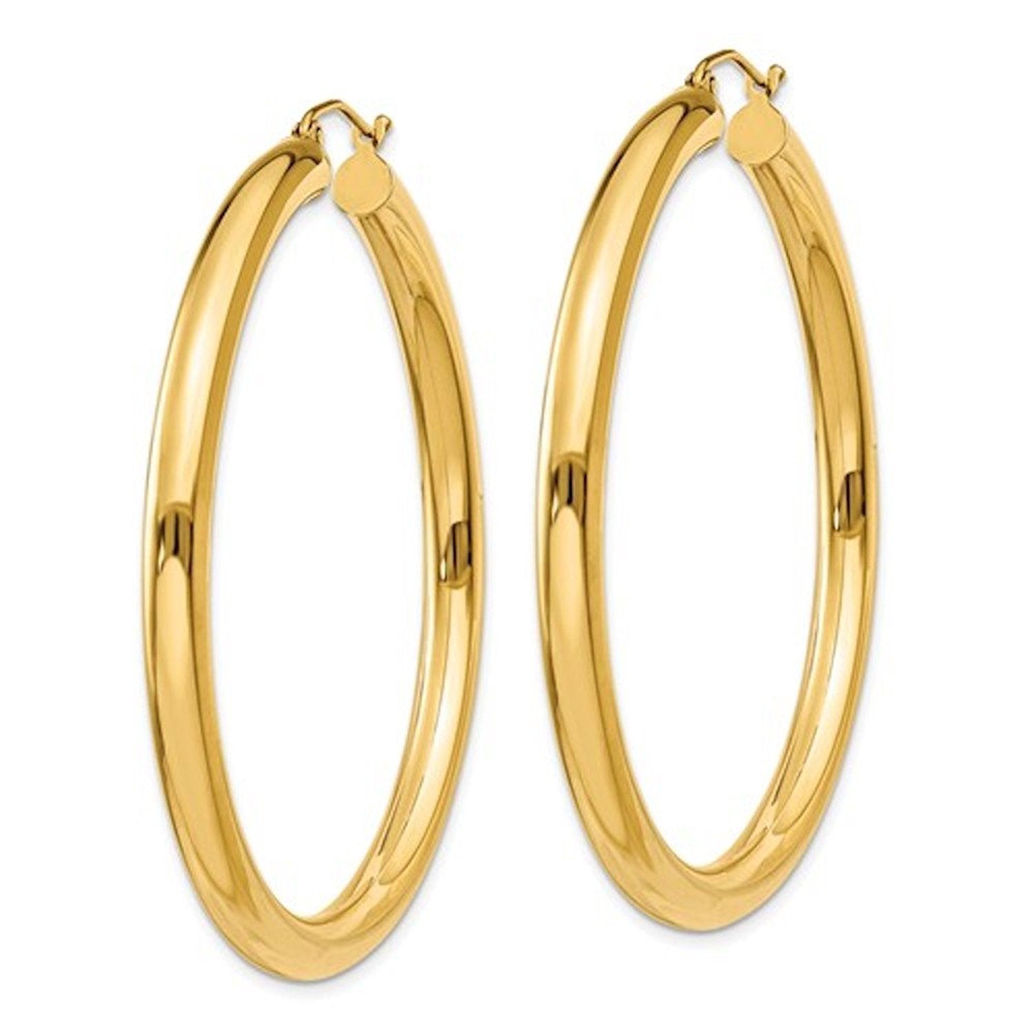 10K Yellow Gold Classic Round Hoop Earrings 50mmx4mm