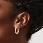將圖片載入圖庫檢視器 14k Rose Gold 19mm x 3.75mm Diamond Cut Inside Outside Round Hoop Earrings
