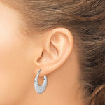 Load image into Gallery viewer, 10K White Gold Graduated Polished Textured Classic Round Hoop Earrings
