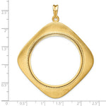 Load image into Gallery viewer, 14k Yellow Gold Prong Coin Bezel Holder for 37mm Coins or Mexican 50 Pesos Diamond Shaped Beaded Pendant Charm
