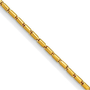 24k Yellow Gold 3.2mm Round Barrel Link Bracelet Chain